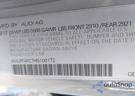 2017 Audi S6 4.0T Premium Plus из США, поврежденный, VIN WAUFFAFC7HN100172